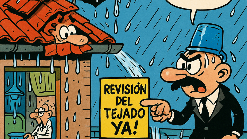 Techo con goteras y caos